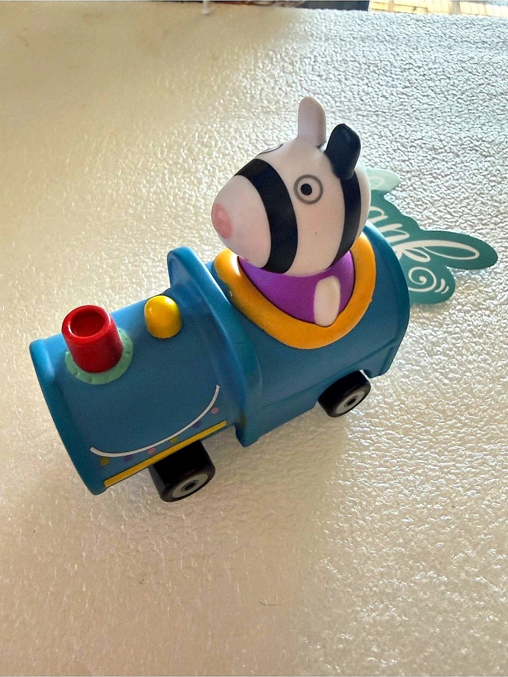 "Jazwares Peppa Pig Mini Buggy Zoe Zebra Blue Train Vehicle Toy"